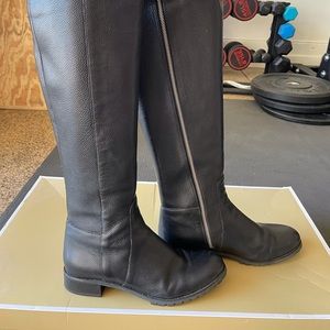 Michael Kors JOANIE Black Leather, Zip Up Over Knee Boots Size 9